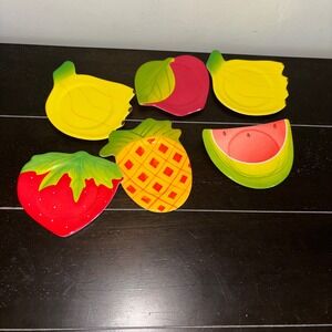 Vintage | Hutzler | Patio Plus | Melamine Coasters | Set of‎ 6 Fruits | 1960s